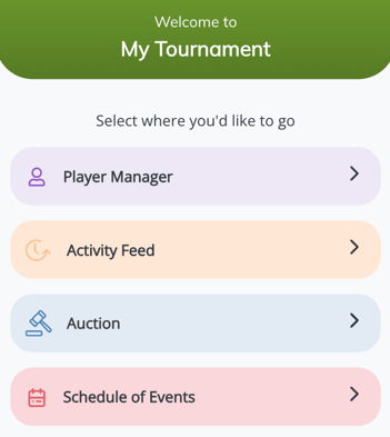 Event Caddy Mobile organizer view after signing in with an Event Caddy account.