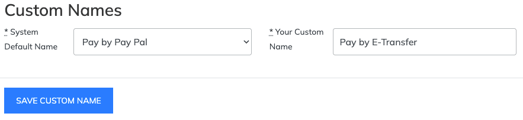 Event Caddy Custom Names form changing Pay by Cash to Pay by E-Transfer.